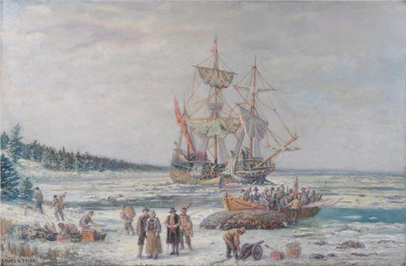 THE LANDING FROM THE MAYFLOWER by James Gale Tyler
