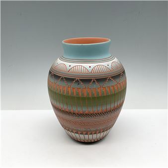 Hilda Whitegoat Navajo Incised Pottery Vase - Hilda Whitegoat