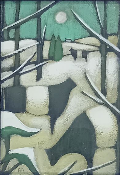 Acrylic on board titled 'Winter Woods' - Fiona Meller