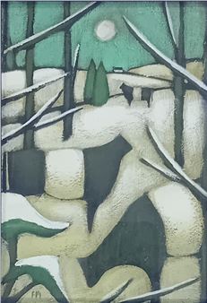 Acrylic on board titled 'Winter Woods' - Fiona Meller