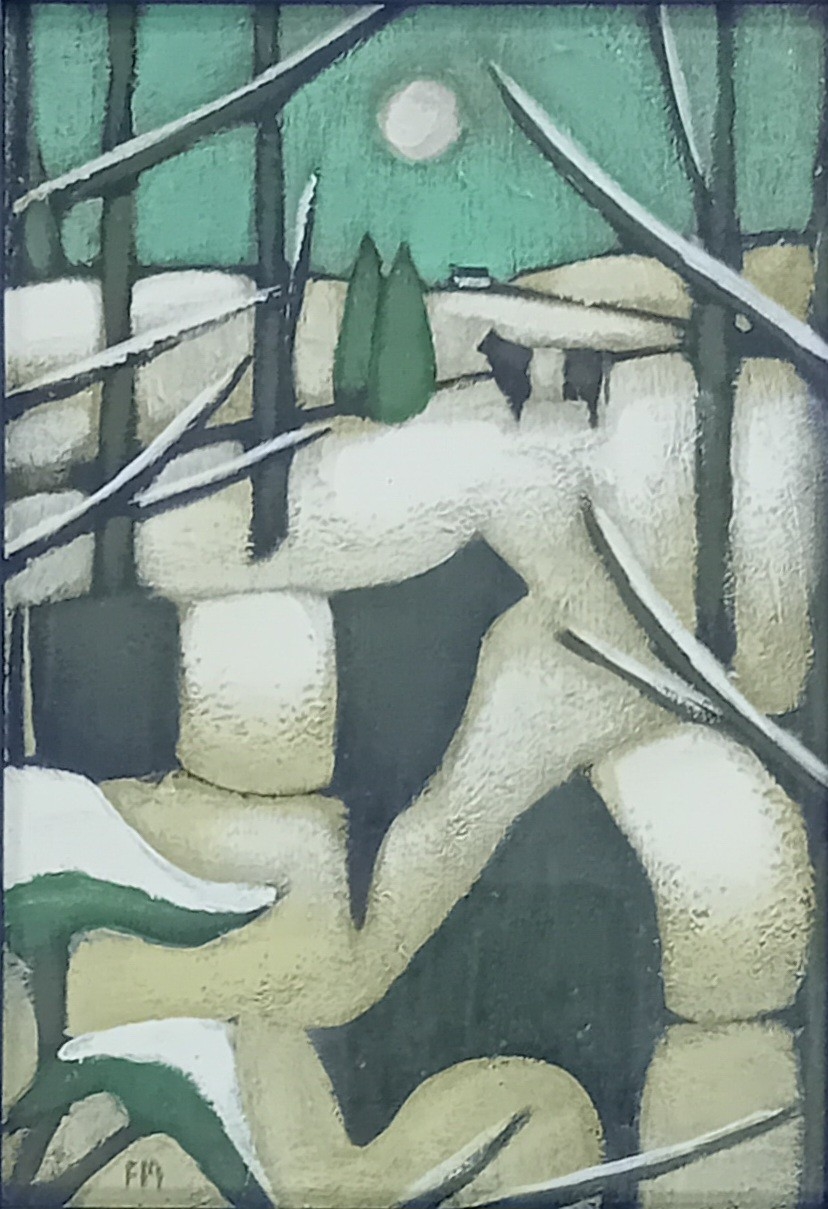 Artwork by Fiona Meller, Acrylic on board titled 'Winter Woods', Made of Acrylic on board