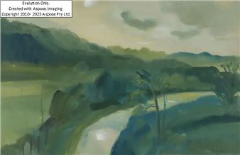 Viollet Fuller,  British 1920-2006 -  Pale Sun and Canal, Chalford;  watercolour and ink on paper, signed lower right 'Viollet Fuller', 30 - Viollet Fuller