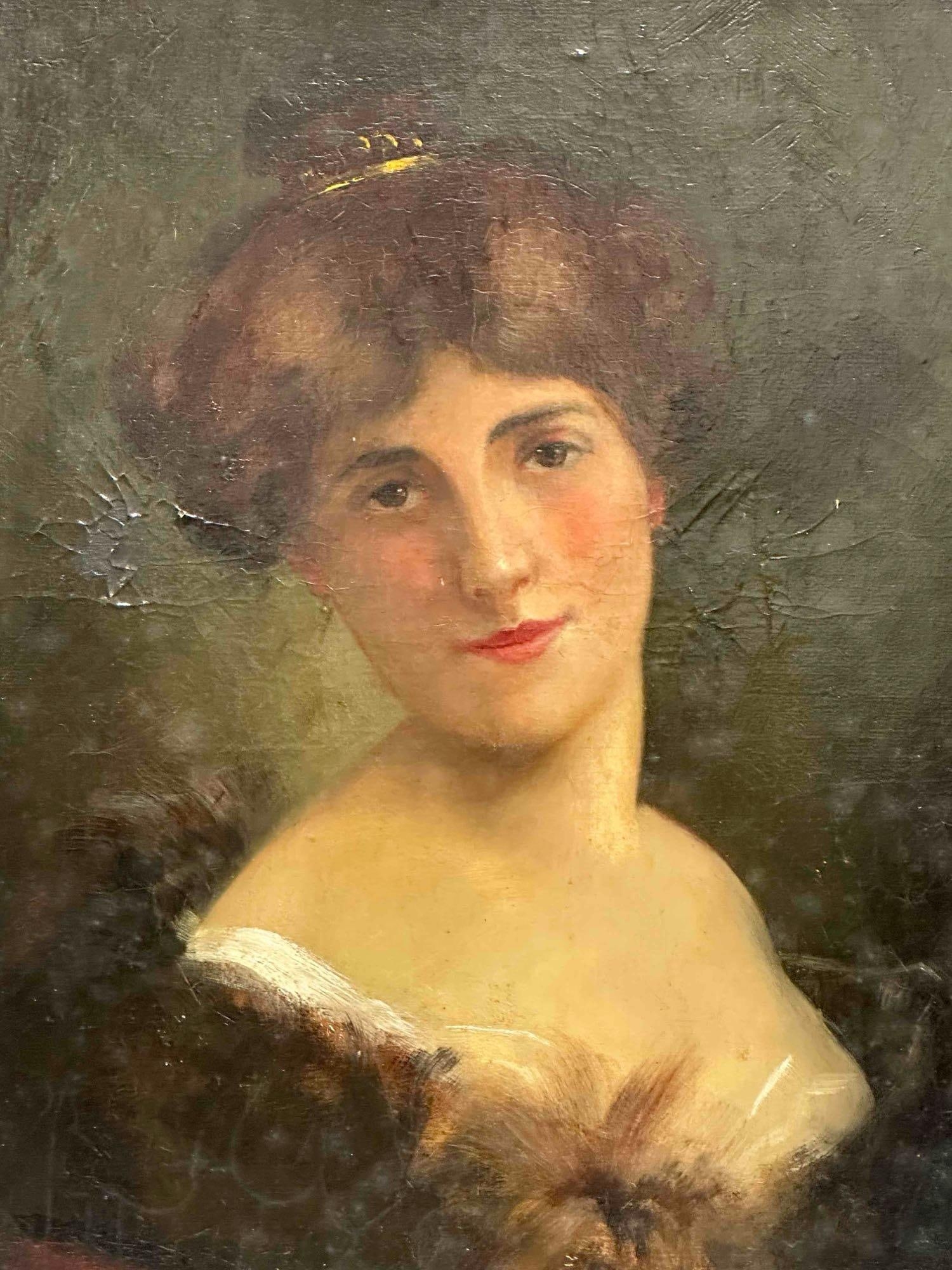 Henri Rondel | Continental School Portrait of a Maiden Oil on Canvas ...