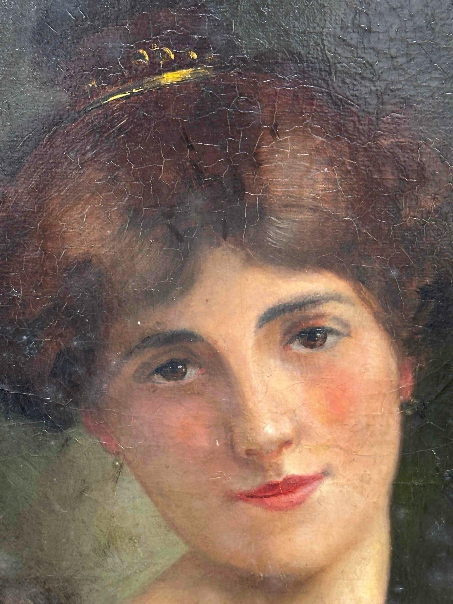 Henri Rondel | Continental School Portrait of a Maiden Oil on Canvas ...