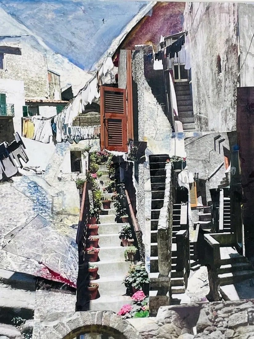 Artwork by Betty Warner Sheinbaum, Mixed Collage-Gouache by Betty Warner Sheinbaum Titled -Giglio I, Made of collage and gouache painting