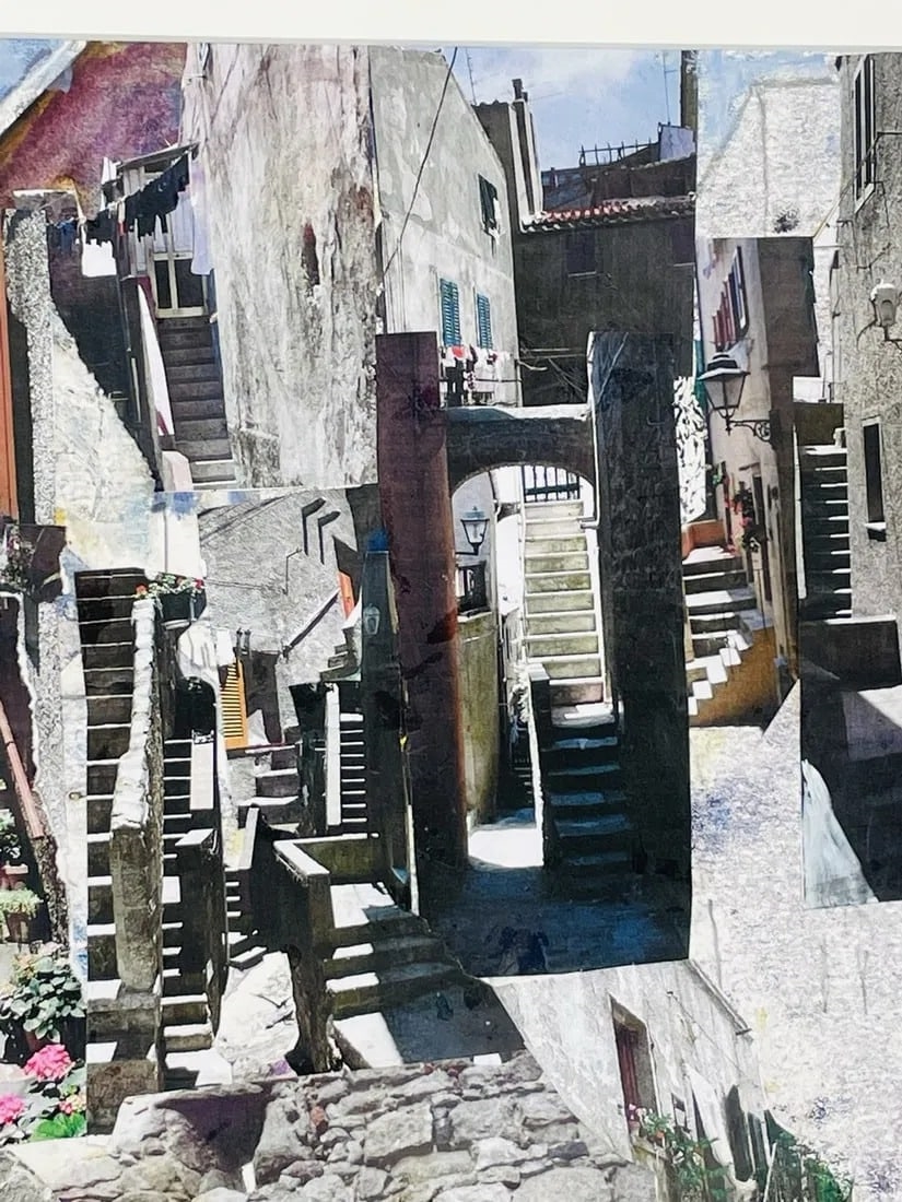 Artwork by Betty Warner Sheinbaum, Mixed Collage-Gouache by Betty Warner Sheinbaum Titled -Giglio I, Made of collage and gouache painting