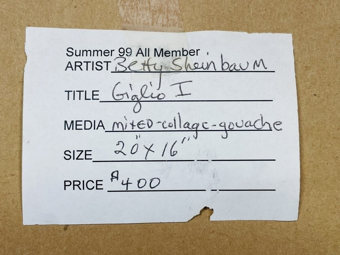 Artwork by Betty Warner Sheinbaum, Mixed Collage-Gouache by Betty Warner Sheinbaum Titled -Giglio I, Made of collage and gouache painting