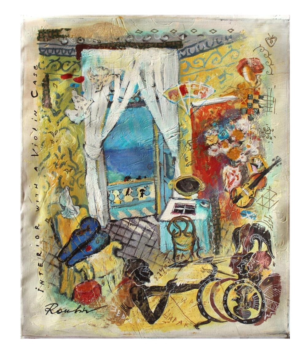 Olga Roubin | Olga Roubin- Original Acrylic On Canvas Violin Case ...