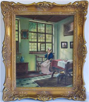 Holländerin in der Stube - E. Geisenstösser