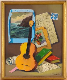 Trompe l'oeil With Guitar - Silvio Ottaviani