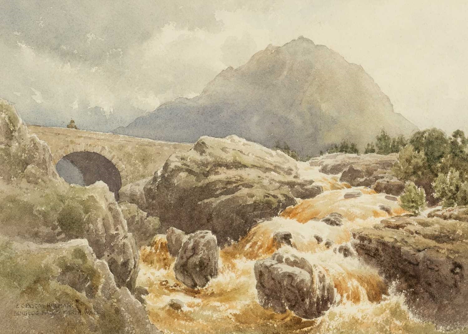 Artwork by Edwin Charles Pascoe Holman, Benglog Falls, North Wales, Made of watercolour
