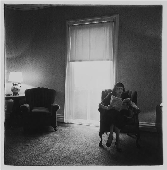 Lady in a Rooming House Parlor, Albion, N. Y by Diane Arbus, Executed in 1963