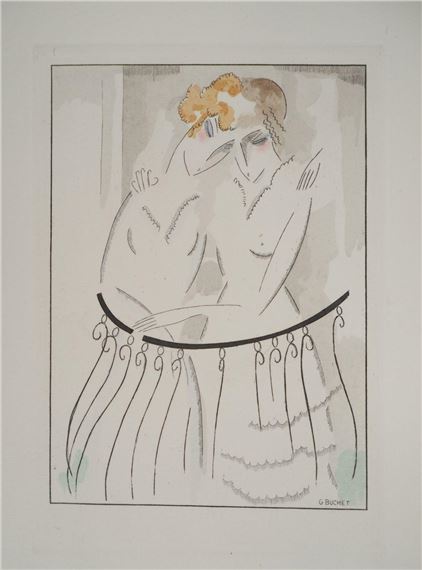 Gustave BUCHET - Young Girls on the Balcony by Gustave Buchet, 1921