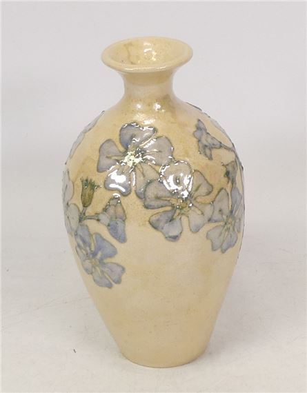Lise B. Moorcroft Small Handthrown Forget Me Not Design Vase. Height: 15cm by Lise B. Moorcroft