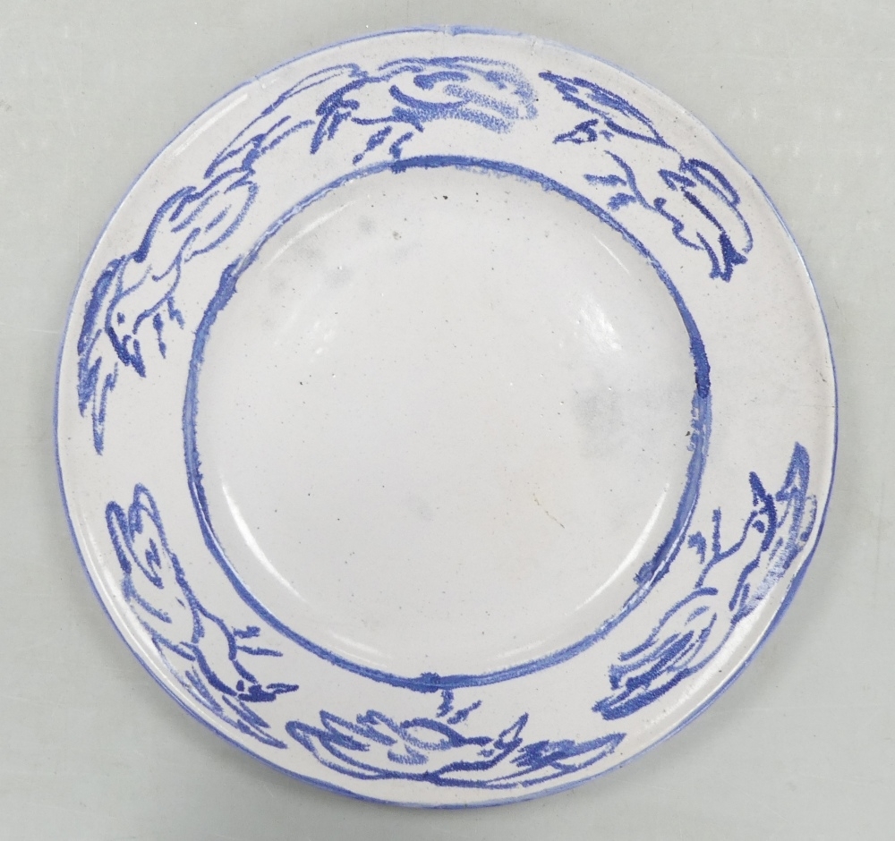 Artwork by Lise B. Moorcroft, Lise B. Moorcroft Central School of Art & Design Tin Glazed Geese Design. Diameter: 45.5cm, Made of Tin Glazed