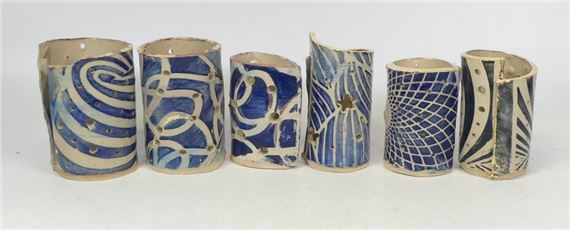 Lise B. Moorcroft, Six Geometric Design Tealight Holders. Height: 12cm (6