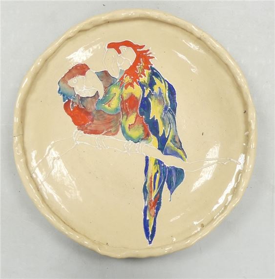 Lise B. Moorcroft Large Experimental 1980's Central School of Art & Design Dish . Diameter: 41cm by Lise B. Moorcroft, 1980