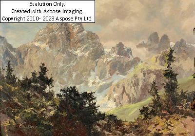 (Triest 1887-1963) Auf dem Weg von der Austria-Hütte zur Südwand-Hütte - Blick auf Dachstein-Südwand by Viktor Gutman