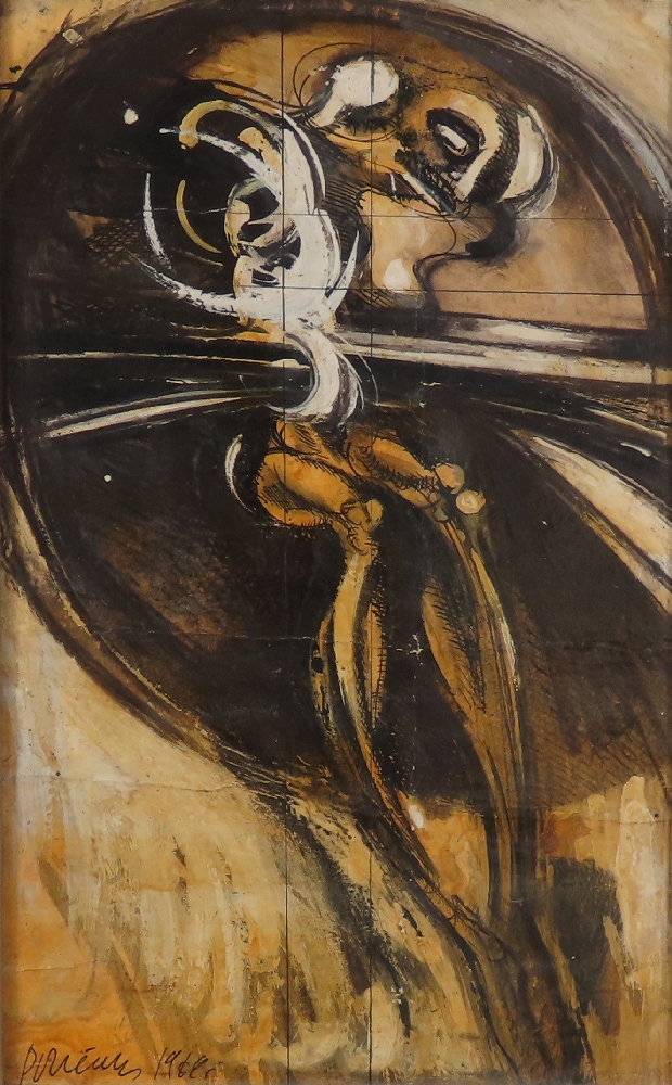 Artwork by Dušan Pončák, Dvaja, Made of oil on paper