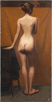 Joel Malmed Standing Nude Oil on Canvas, 1961 - Joel Malmed