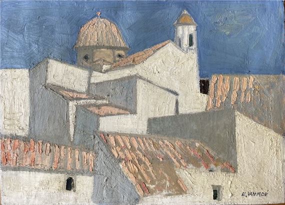 Henri Van Moé (1930-1989) Altea la Vieja, Oil on canvas Signed lower right Localized on back H: 33x46 cm