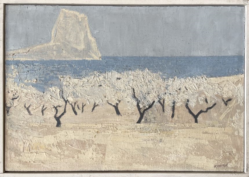 Artwork by Henri Van Moé, Henri Van Moé (1930-1989) Les amandiers, Oil on canvas Signed lower right Signed and titled on back H: 38x54.5 cm, Made of Oil on canvas