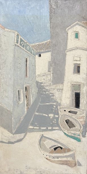 Artwork by Henri Van Moé, Henri Van Moé (1930-1989) Moraira, Oil on canvas Titled on back H : 99,5x50 cm, Made of Oil on canvas