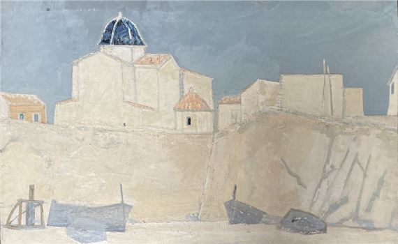 Henri Van Moé (1930-1989) Benidorm, Oil on canvas Titled on back H: 72x116 cm by Henri Van Moé