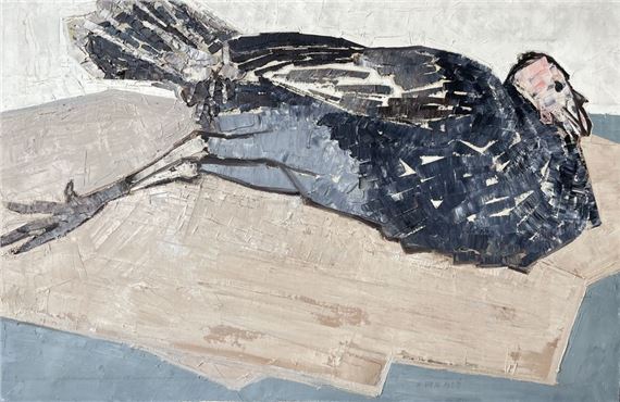 Henri Van Moé (1930-1989) Le dindon, Oil on canvas Signed lower right Titled on back H: 60x92 cm