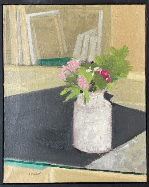 Artwork by Henri Van Moé, Henri Van Moé (1930-1989) Untitled (Still life with bouquet), Oil on canvas Signed lower left H: 41x32.5 cm, Made of Oil on canvas