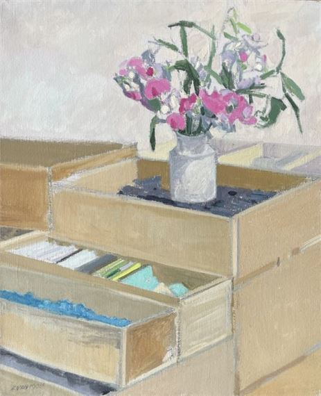 Henri Van Moé (1930-1989) Sans titre (Nature morte au bouquet de fleurs), Oil on canvas Signed lower left H: 65x54 cm