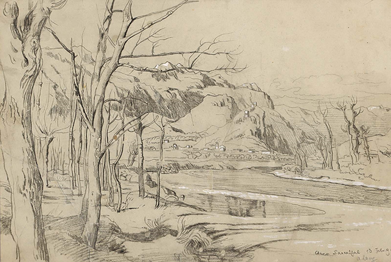 Artwork by Albert Lang, Bick über den Sarca auf Arco in Trient