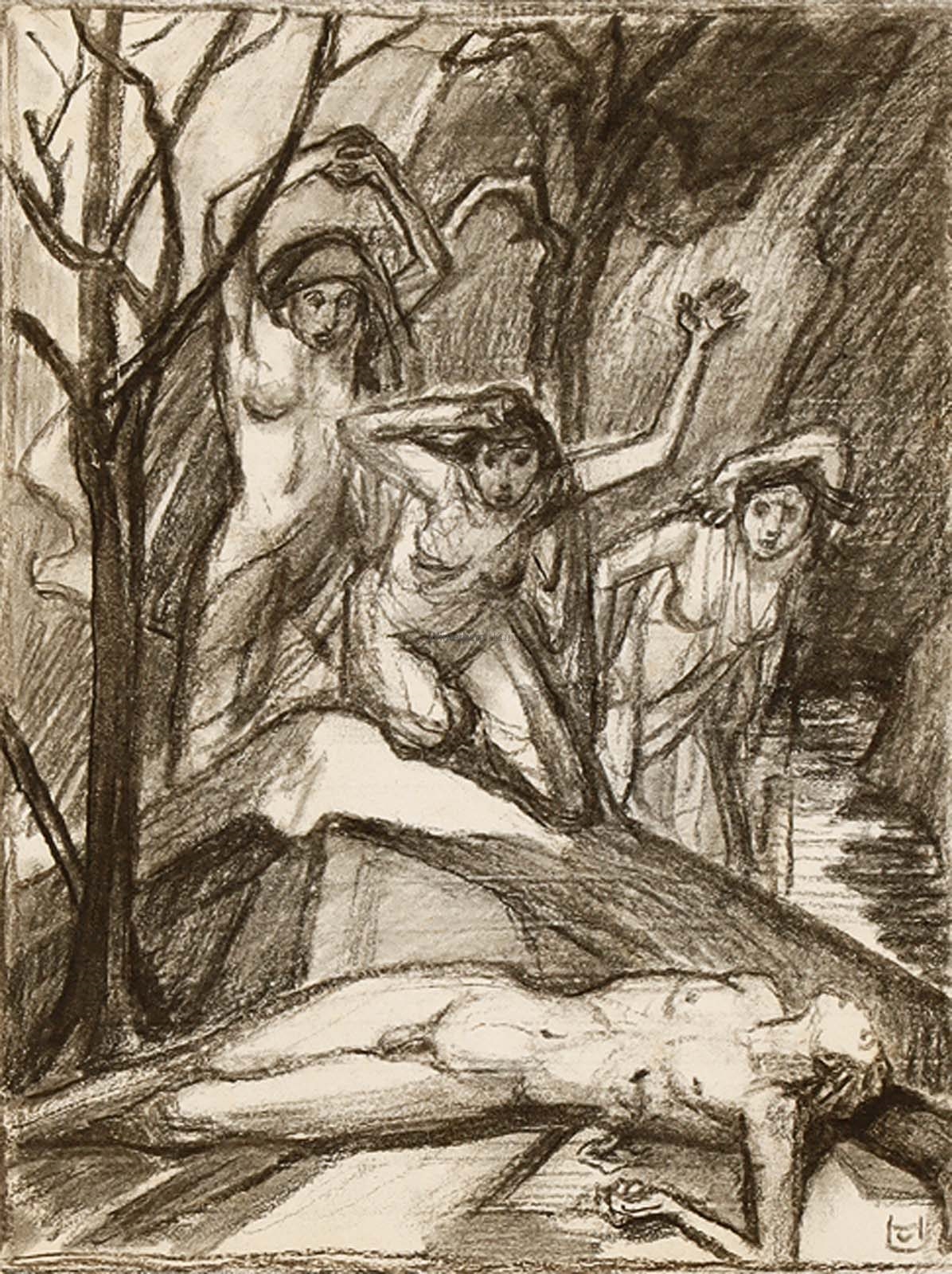 Artwork by Ludwig von Hofmann, Klage um Phaeton