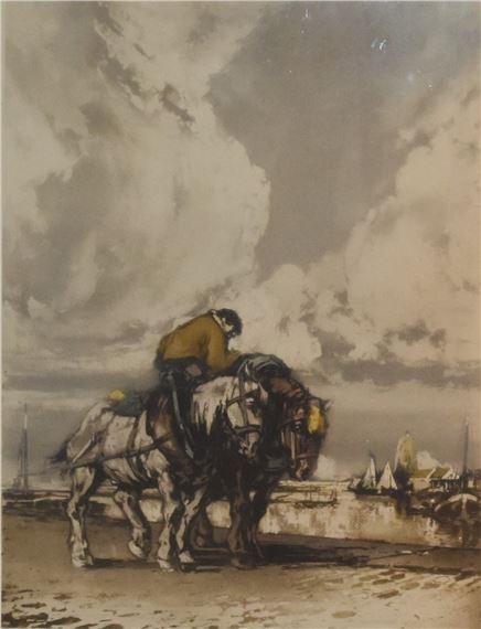 Work horses in a harbour by Ferdinand-Jean Luigini