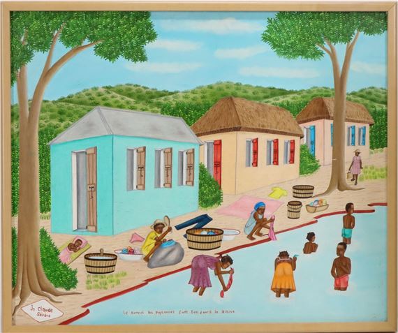 Haitian folk art landscape - Jean Claude Severe