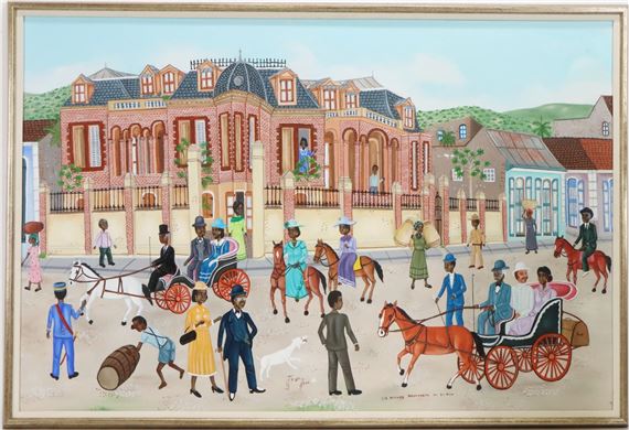 Haitian folk art landscape - Eugene Jean