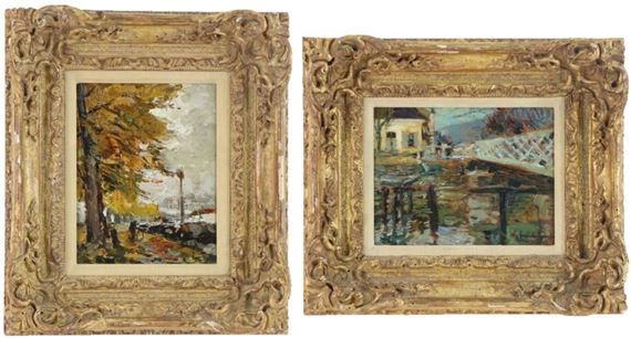 Pair of complementing impressionist landscapes by Ferdinand-Jean Luigini