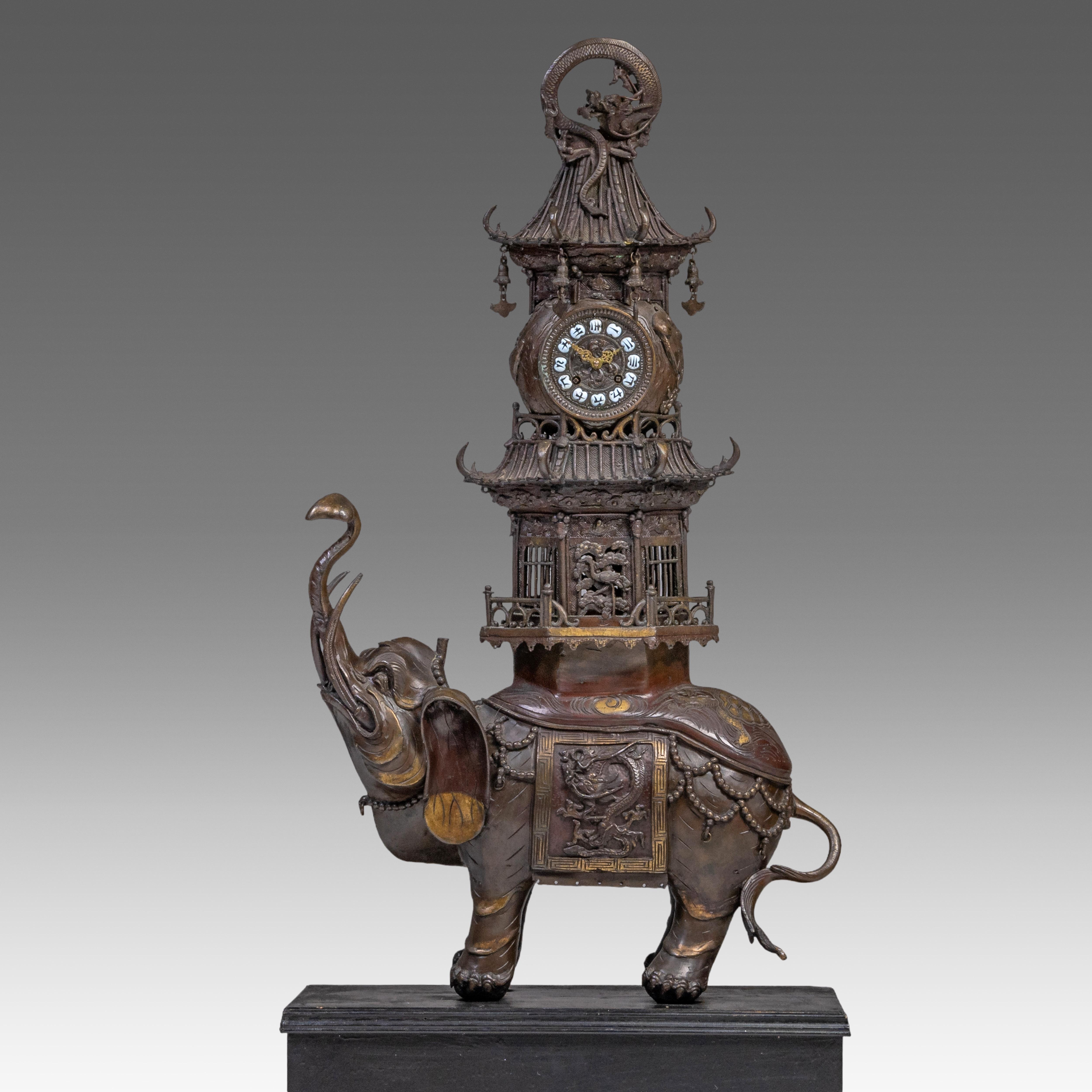 Japanese School | Elephant Okimono And Clockwork | MutualArt