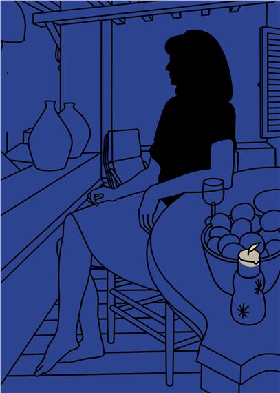 Girl on a Terrace by Patrick Caulfield, Painted in 1971
