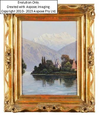 Artwork by Josef Ferdinand Benesch, (Kumrovitz bei Brünn 1875-1954 Wien) Thunersee in der Schweiz, Made of oil on cardboard