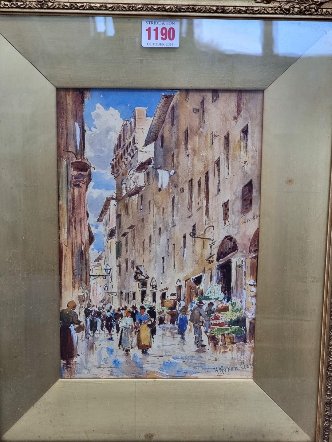 Herbert Moxon Cook | a busy continental street market | MutualArt