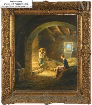 Couple de fermiers dans la grange - François Bearthaletz