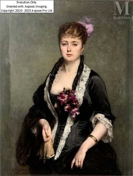 Elégante à l'éventail by Gaston Casimir Saint-Pierre, 1881