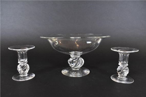 Pairpoint Glass Company | PAIRPOINT THREE PIECE COLORLESS GLASS TABLE ...