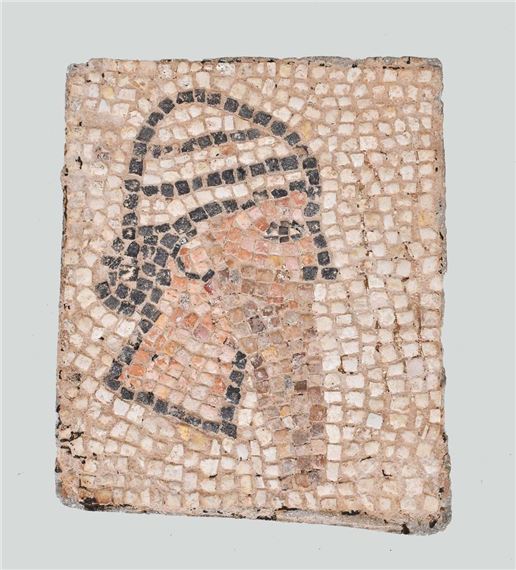 LATE BRONZE AGE STONE MOSAIC OF A BEARDED MAN