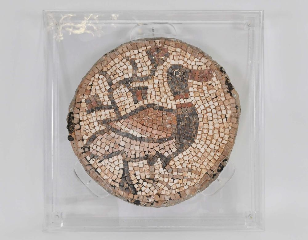 Artwork by Moshe Dayan, STONE MOSAIC FLOOR FRAGMENT OF A DUCK, Made of acrylic