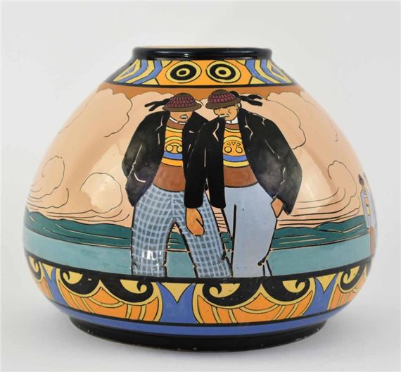 HENRIOT QUIMPER SEVELLEC FAIENCE BOULE VASE