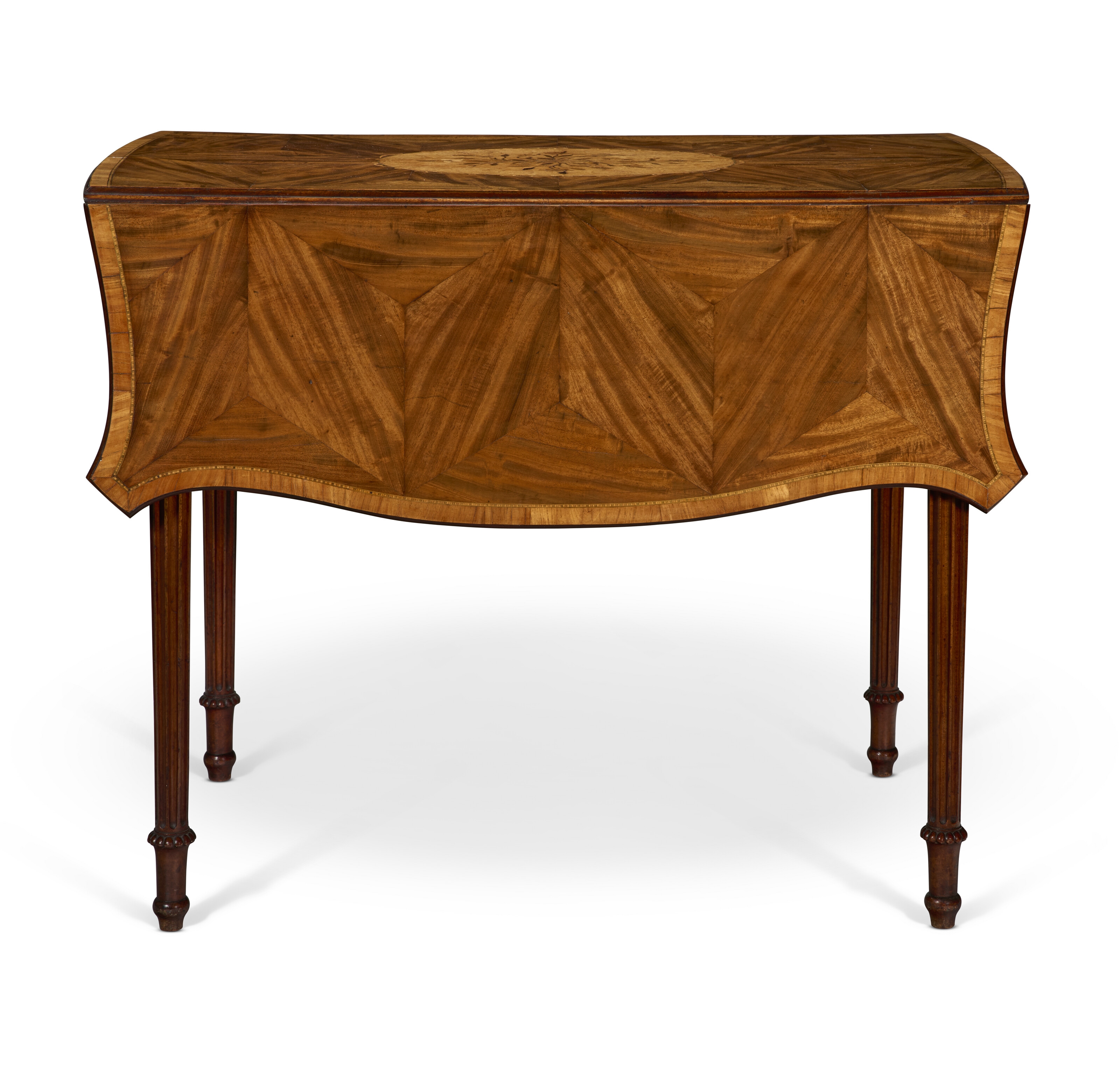 Artwork by Henry Hill Of Marlborough, A GEORGE III MAHOGANY AND TULIPWOOD-BANDED AND MARQUETRY-INLAID PEMBROKE TABLE, Made of MAHOGANY AND TULIPWOOD-BANDED AND MARQUETRY