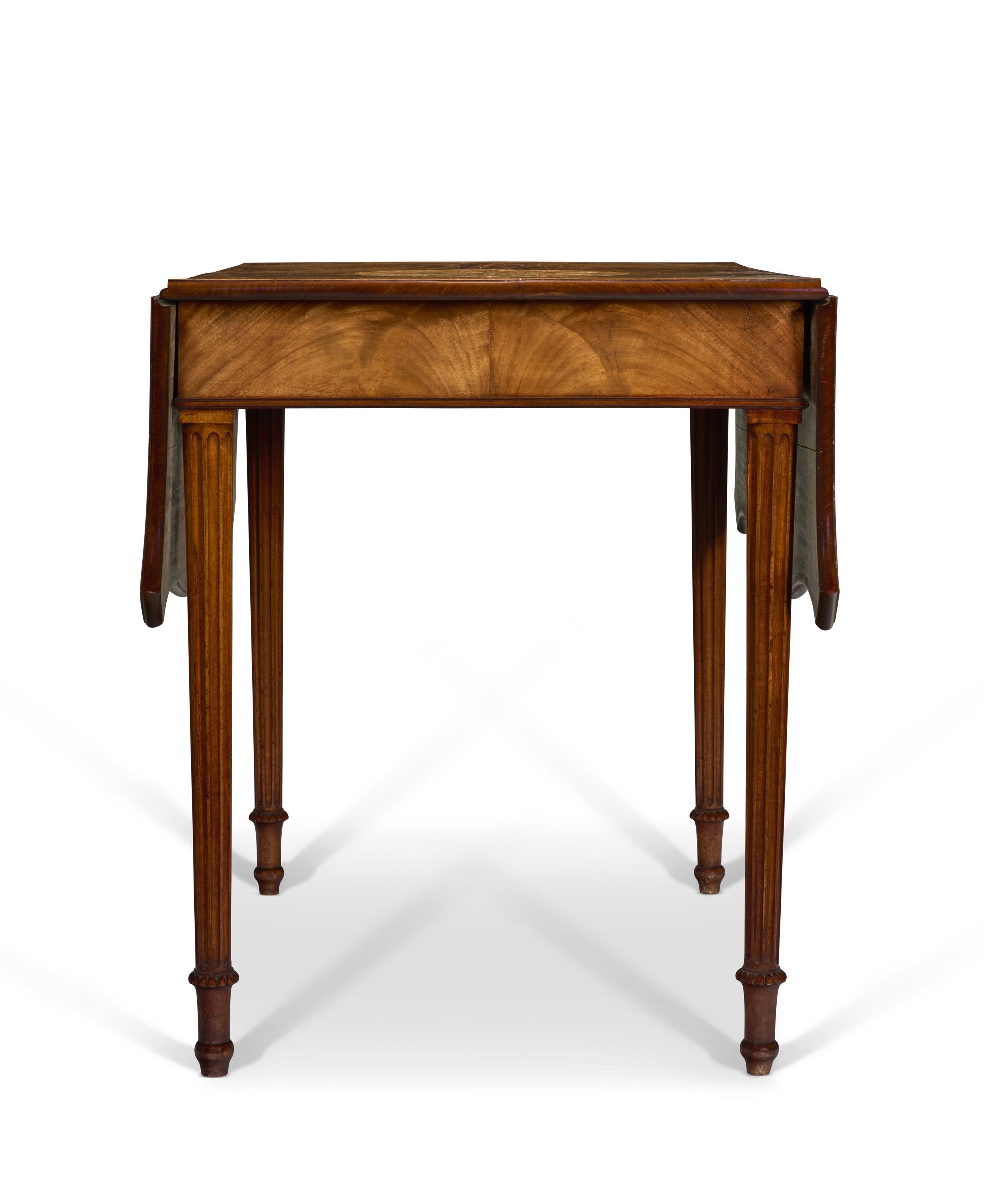 Artwork by Henry Hill Of Marlborough, A GEORGE III MAHOGANY AND TULIPWOOD-BANDED AND MARQUETRY-INLAID PEMBROKE TABLE, Made of MAHOGANY AND TULIPWOOD-BANDED AND MARQUETRY