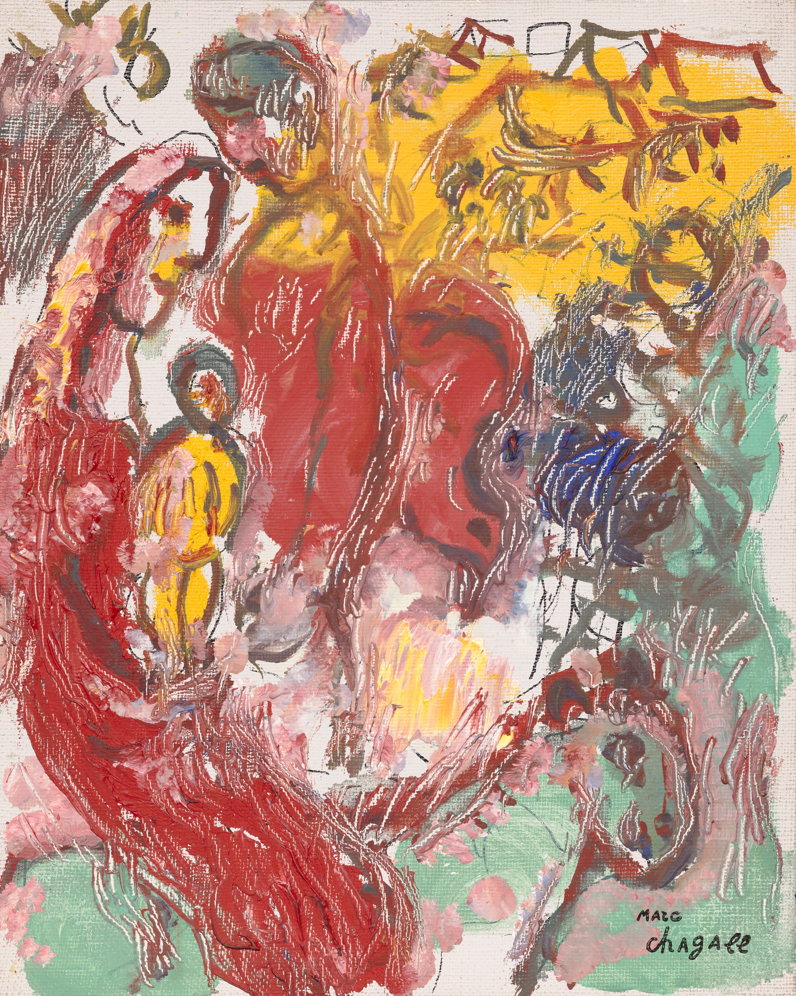 Marc Chagall | La Sainte famille en rouge (Circa 1970) | MutualArt